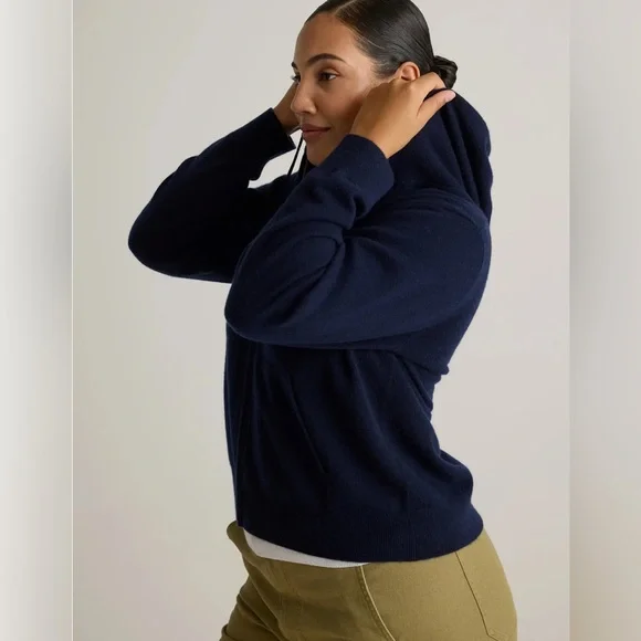 NWT Quince Mongolian Cashmere Full-Zip Hoodie True Navy Size M - Picture 15 of 15